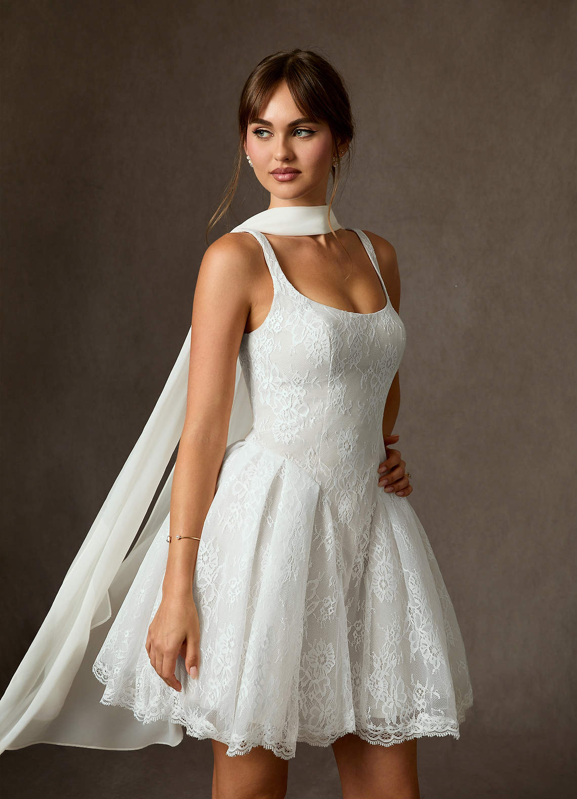 Diamond White A-Line Lace Dress