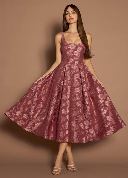 Briac Vintage Rose A-Line Midi Dress  Dress