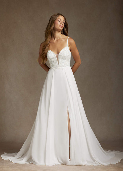 Diamond White A-Line Sequins Chiffon Dress