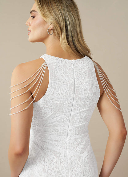 Diamond White Sheath Lace Dress