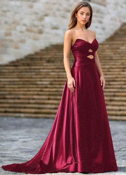 Ione Burgundy A-Line Prom Dress