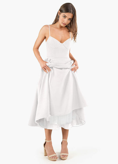 Doris White Strappy Midi Dress  Dress