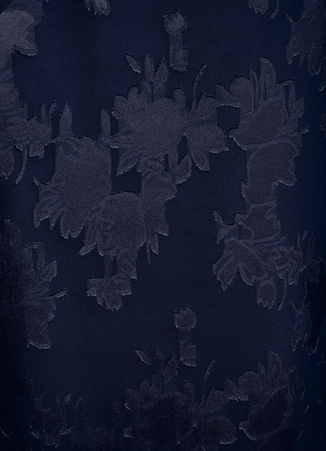 Dark Navy Sheath Pleated Floral Jacquard Dress