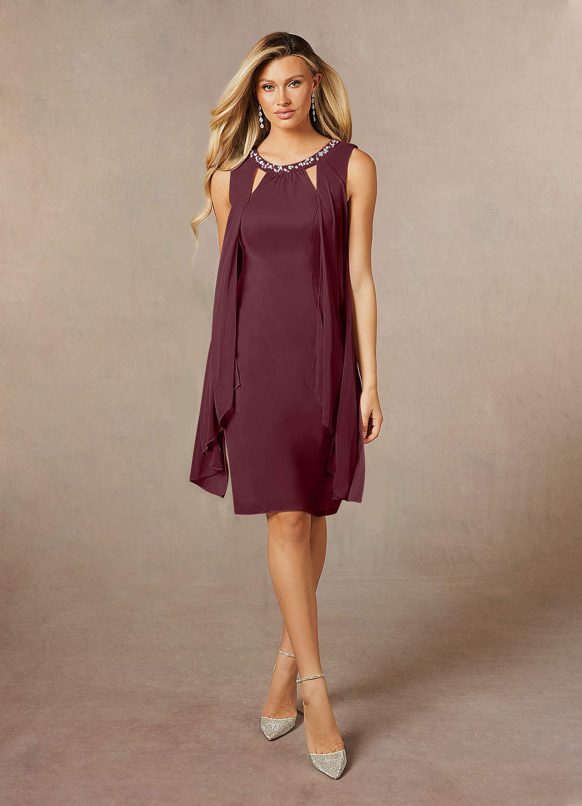 Cabernet A-Line Sequins Mesh Dress