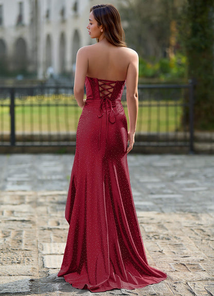 Cerys Burgundy Corsat Prom Dress