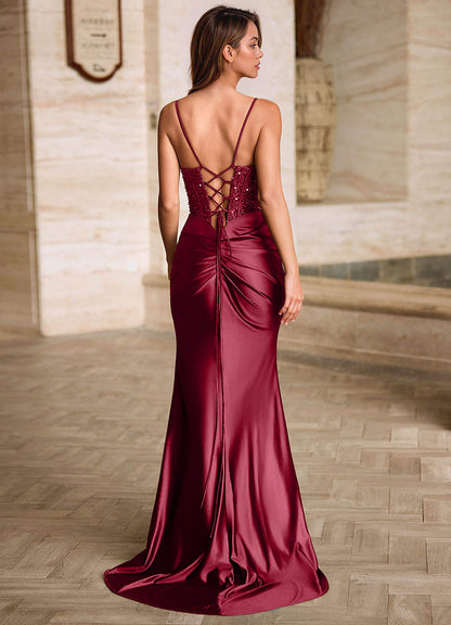 Starlit Burgundy Cowl Neck Prom Dress  Dress
