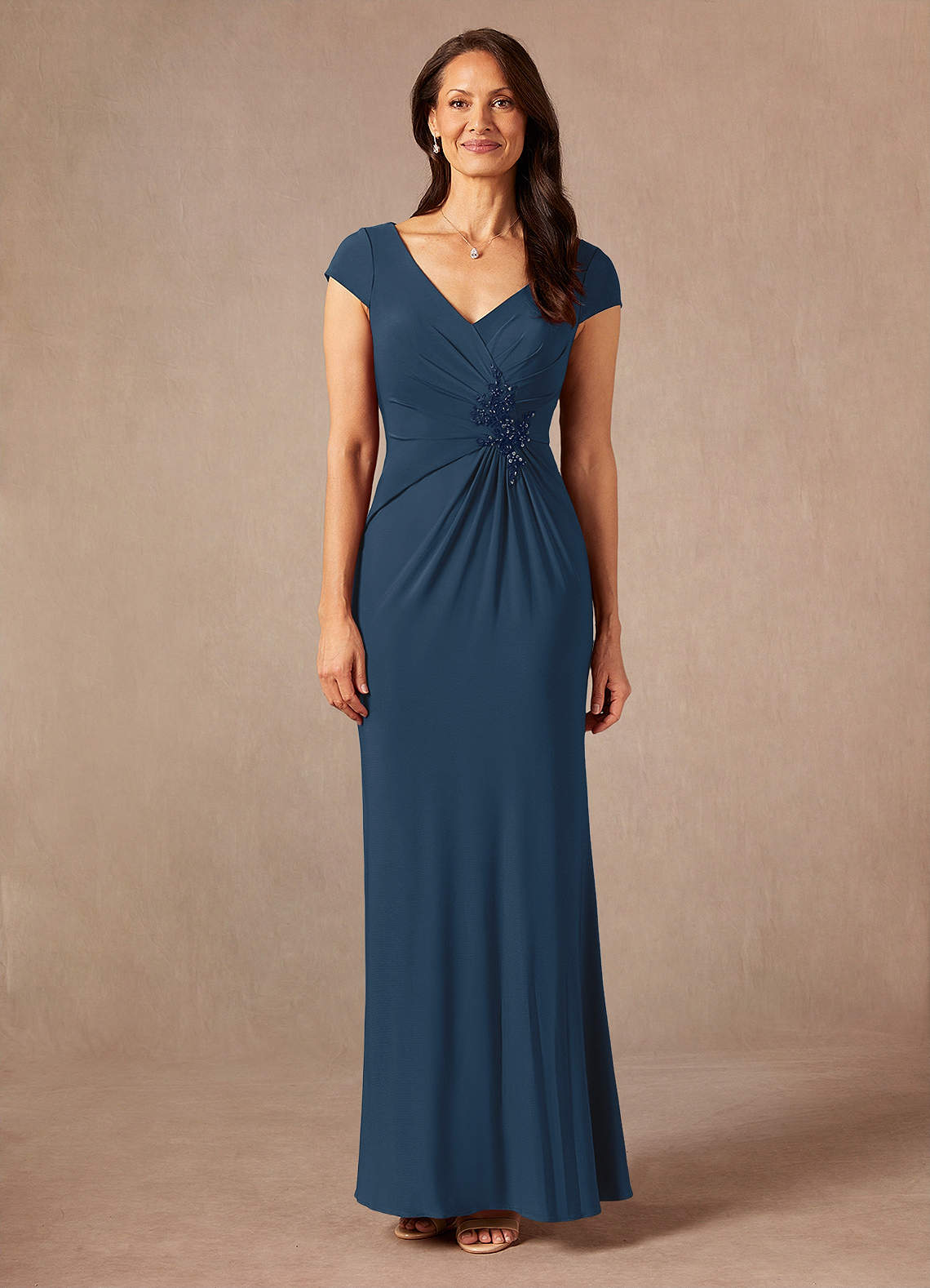 Neptune Dark Navy Mermaid V-Neck Sequins Lace Dress