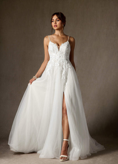 Diamond White A-Line Sequins Tulle Dress
