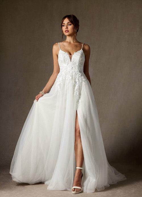 Diamond White A-Line Sequins Tulle Dress