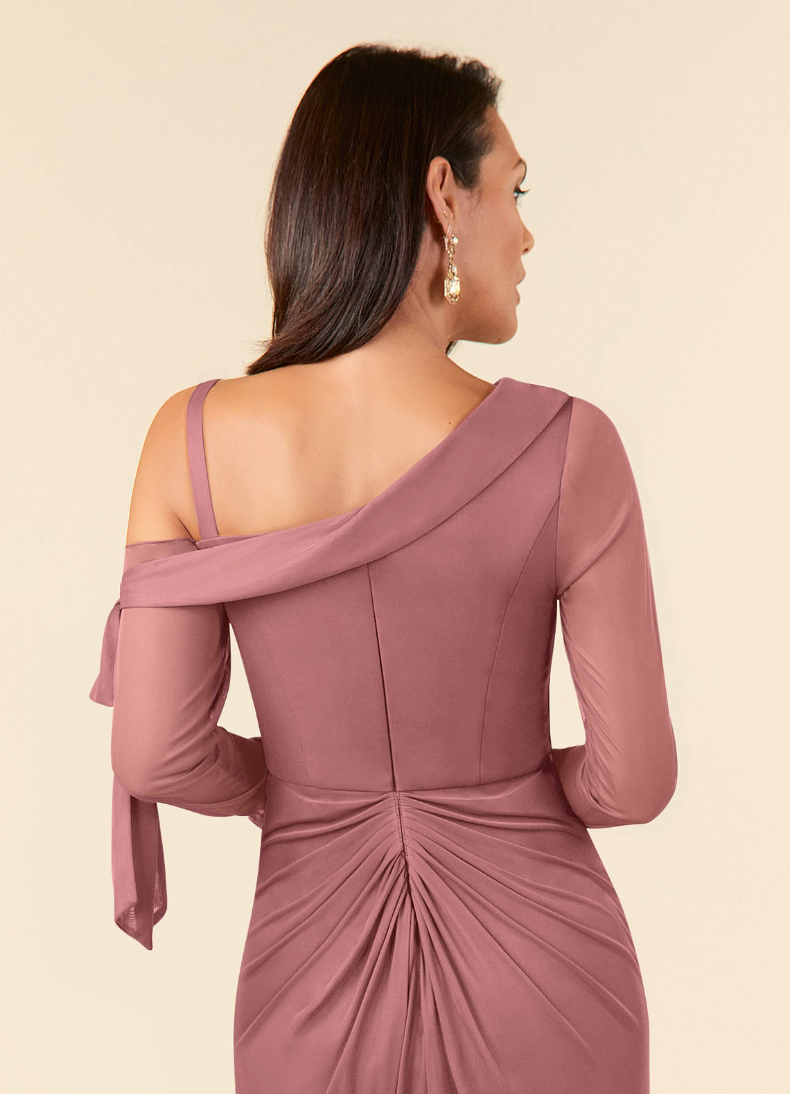 Desert Rose Sheath One Shoulder Mesh Dress
