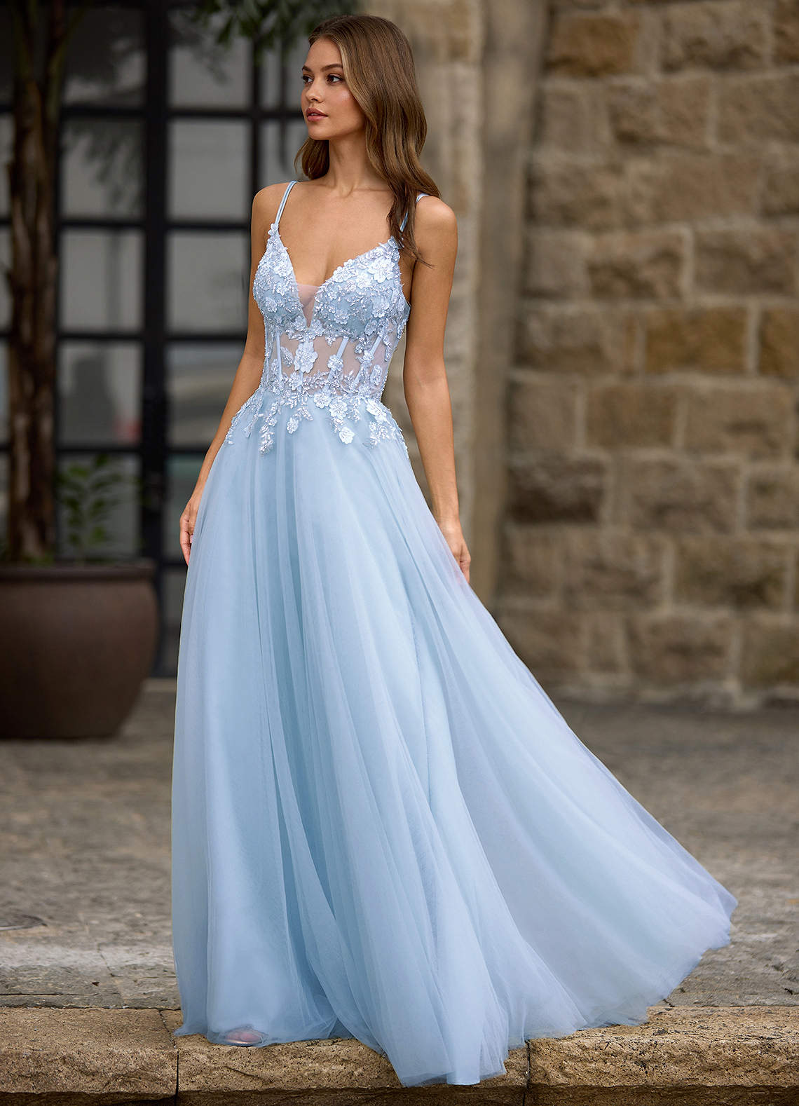Drapelet Blue A-Line Prom Dress  Dress