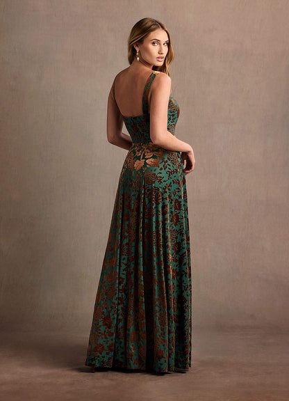 Helena Teal Multi Maxi Dress