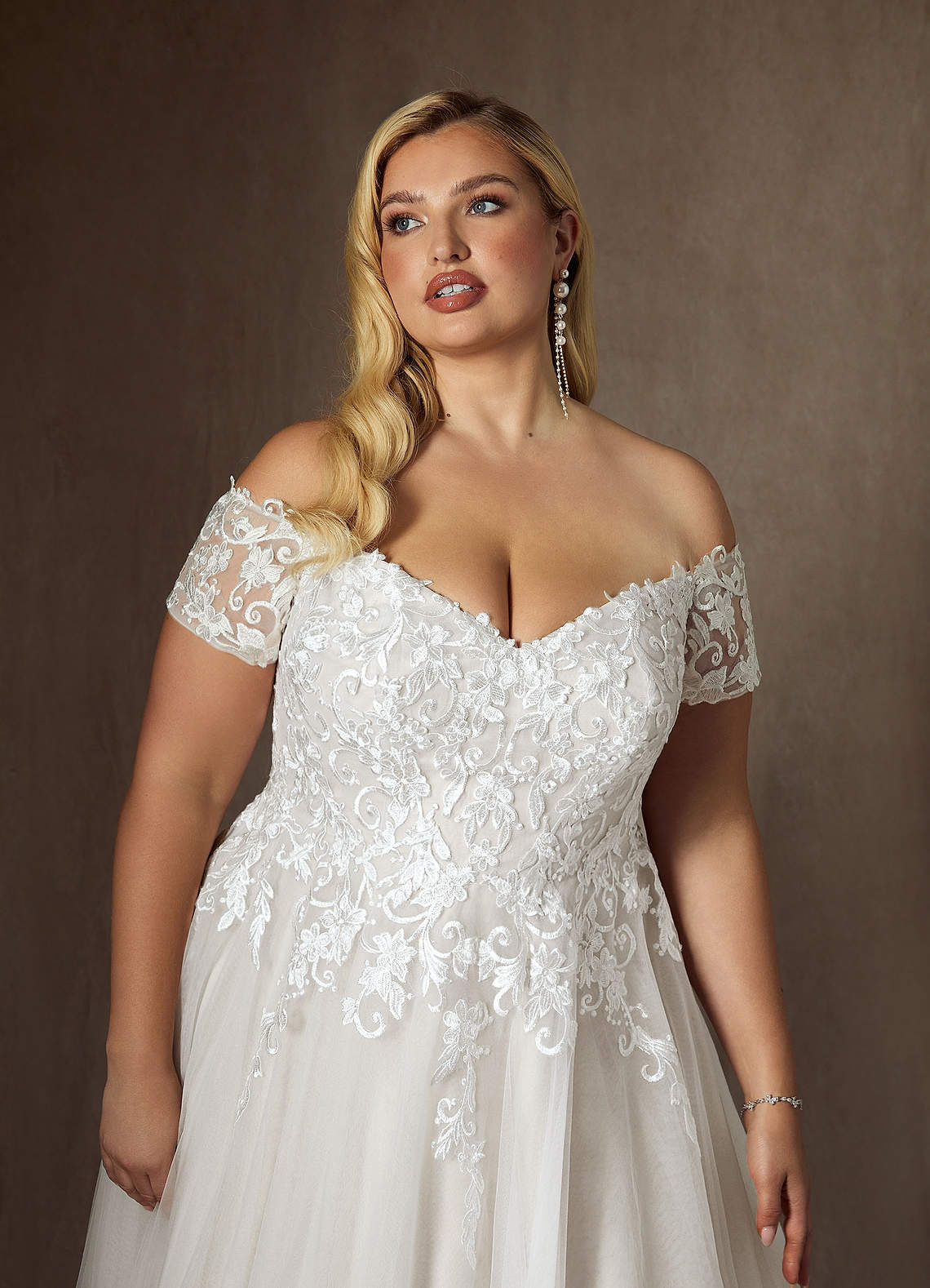 Diamond White Ball-Gown Off the Shoulder Tulle Dress