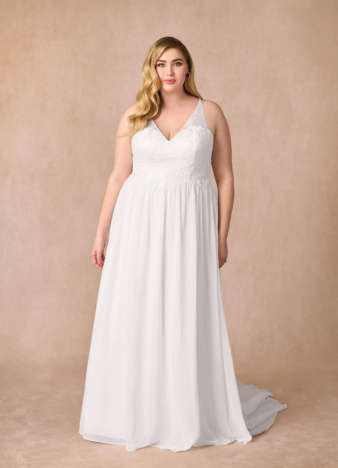 Diamond White A-Line Sequins Chiffon Dress