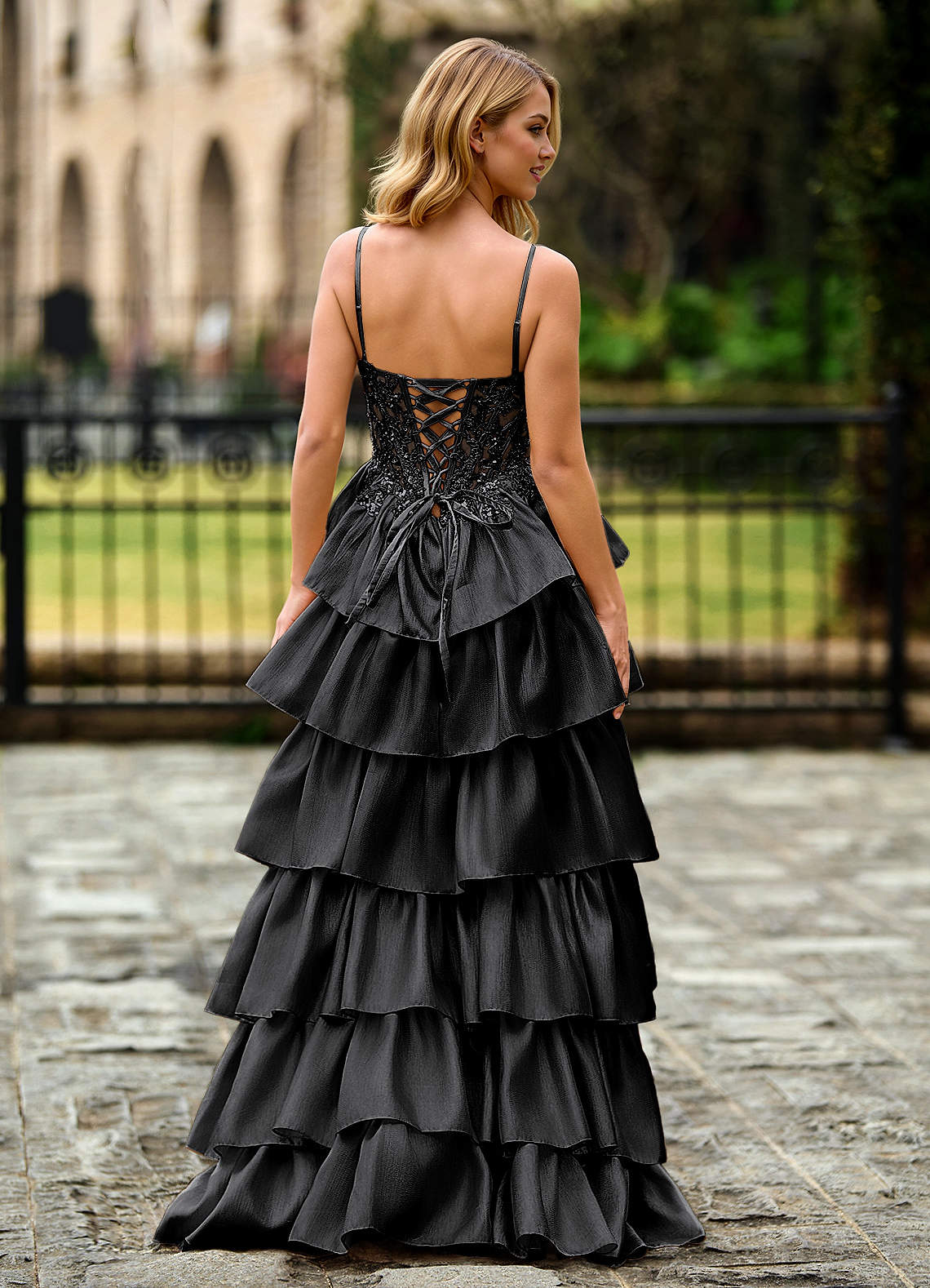 Jasmunya Black Organza Prom Dress