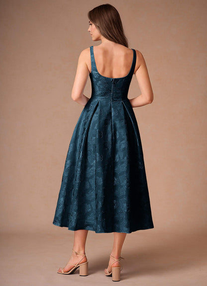 Briac Navy A-Line Midi Dress