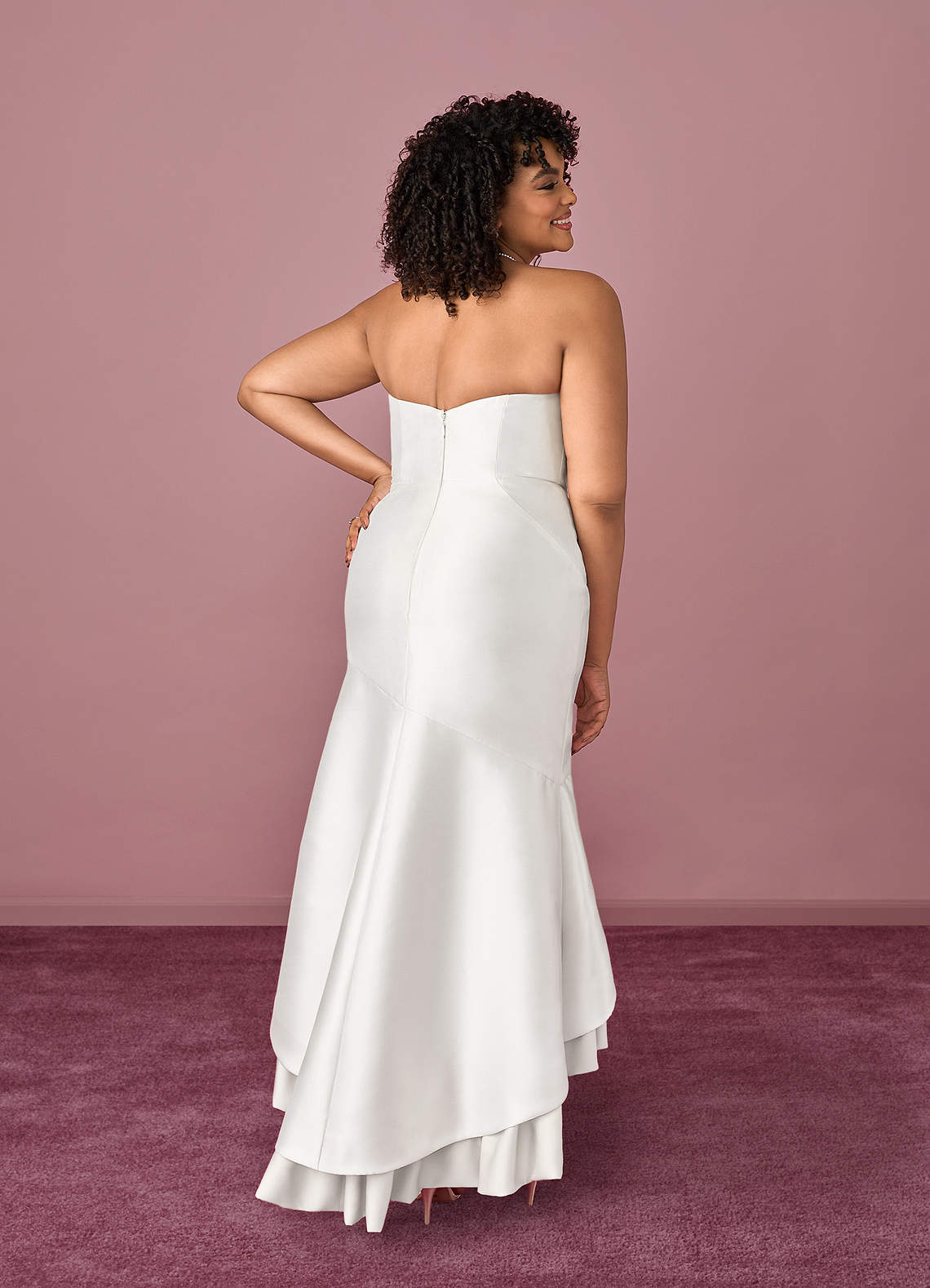 Diamond White Mermaid Ruched Mikado Dress Diamond White