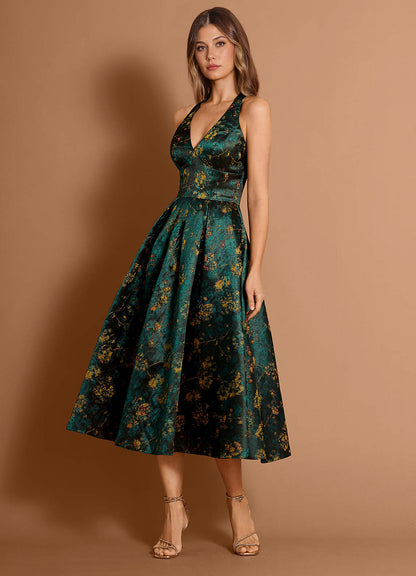 Emiko Deep Green Midi Dress