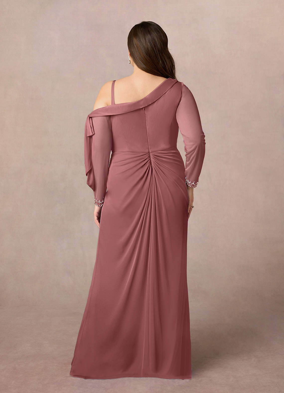 Desert Rose Sheath One Shoulder Mesh Dress