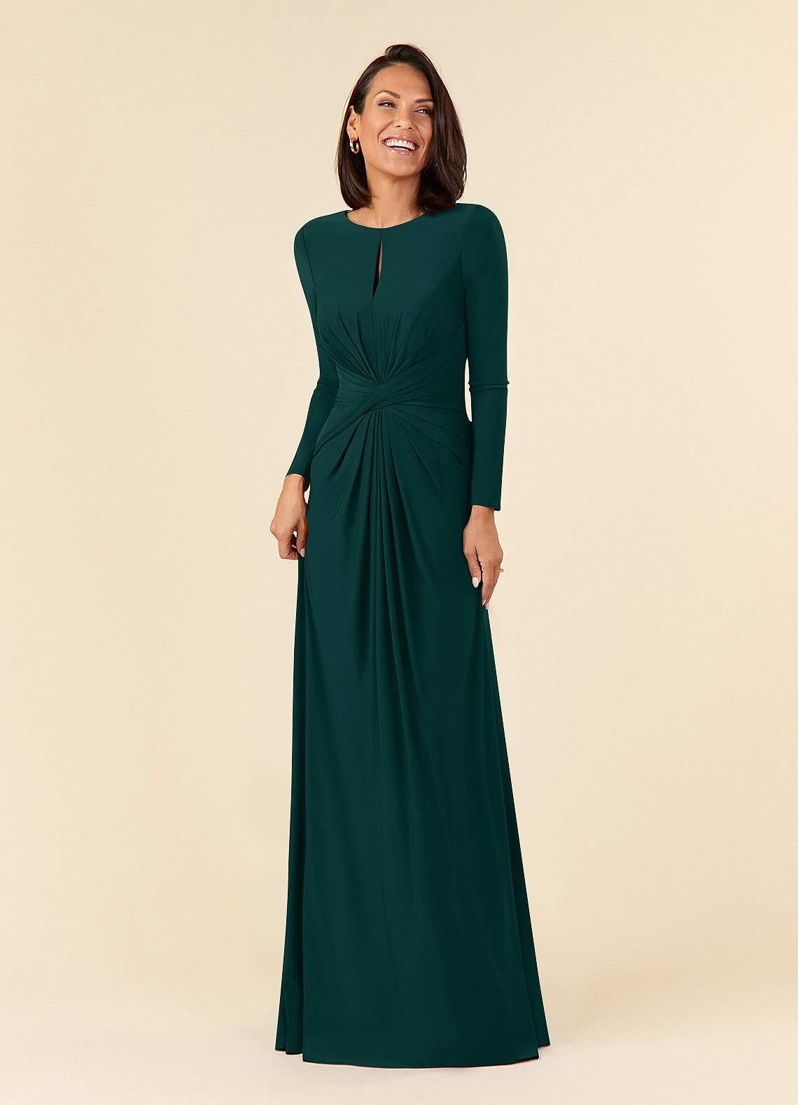 Pine A-Line Pleated Luxe Knit Dress