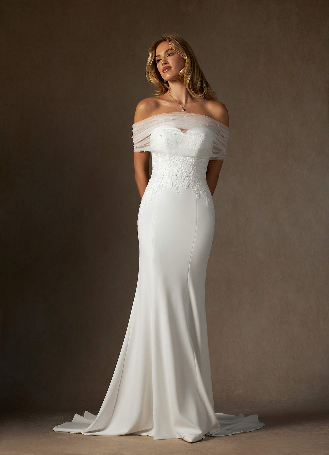 Diamond White Mermaid Sequins Stretch Crepe Dress