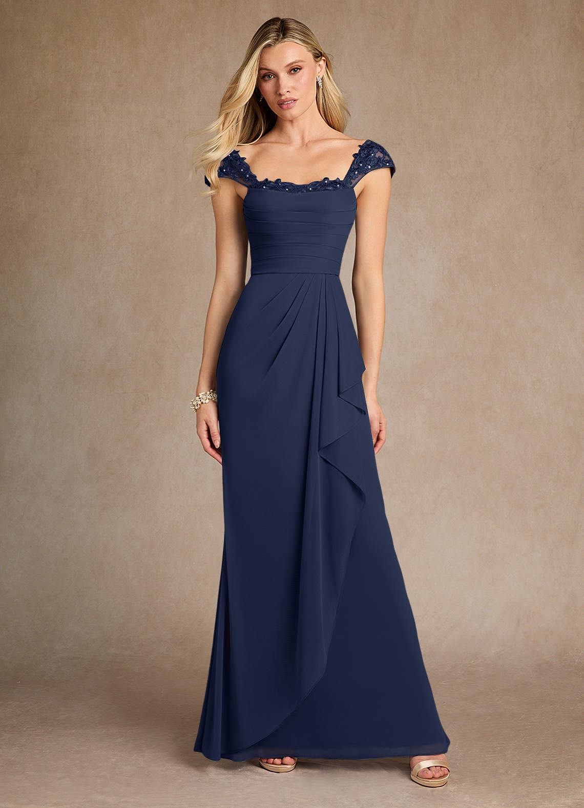Dark Navy Sheath Lace Mesh Dress