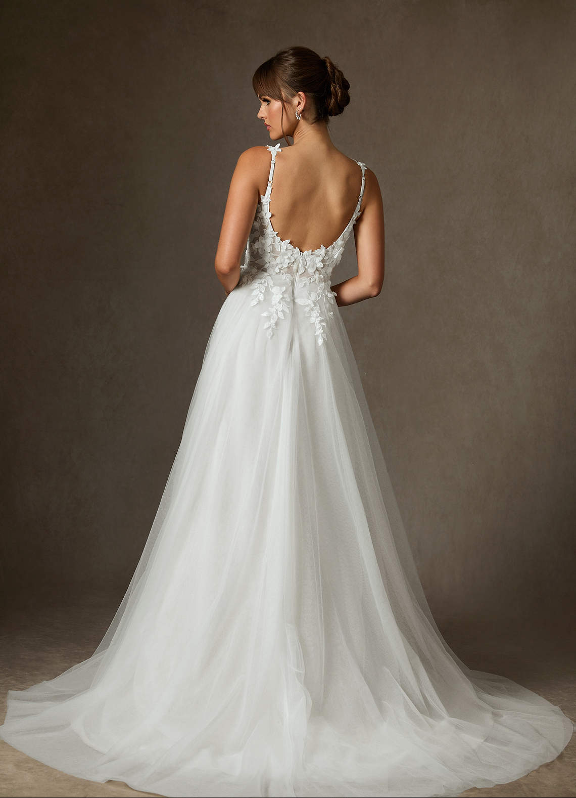 Diamond White Ball-Gown Lace Dress