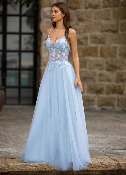 Drapelet Blue A-Line Prom Dress  Dress