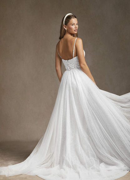 Diamond White Mermaid Sequins Tulle Dress
