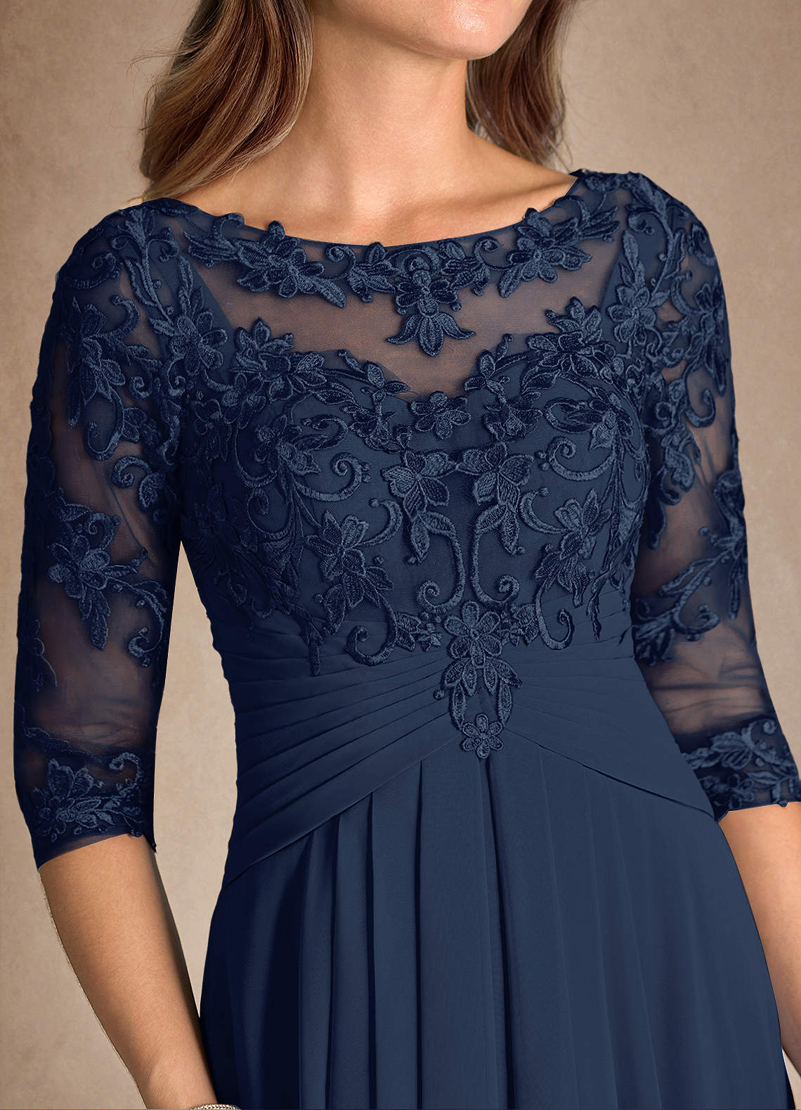 Dark Navy A-Line Lace Dress