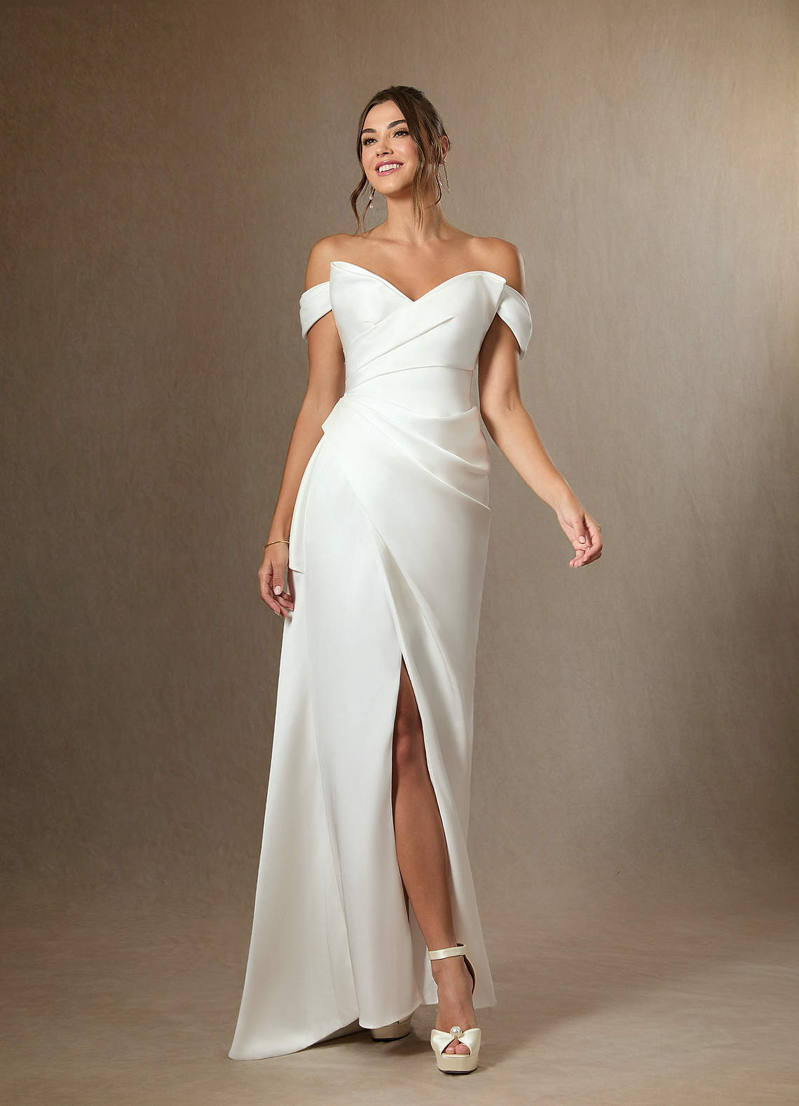Diamond White Mermaid Strapless Double Faced Satin Dress