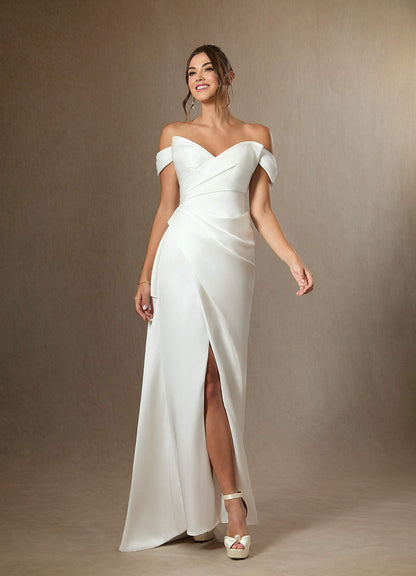 Diamond White Mermaid Strapless Double Faced Satin Dress