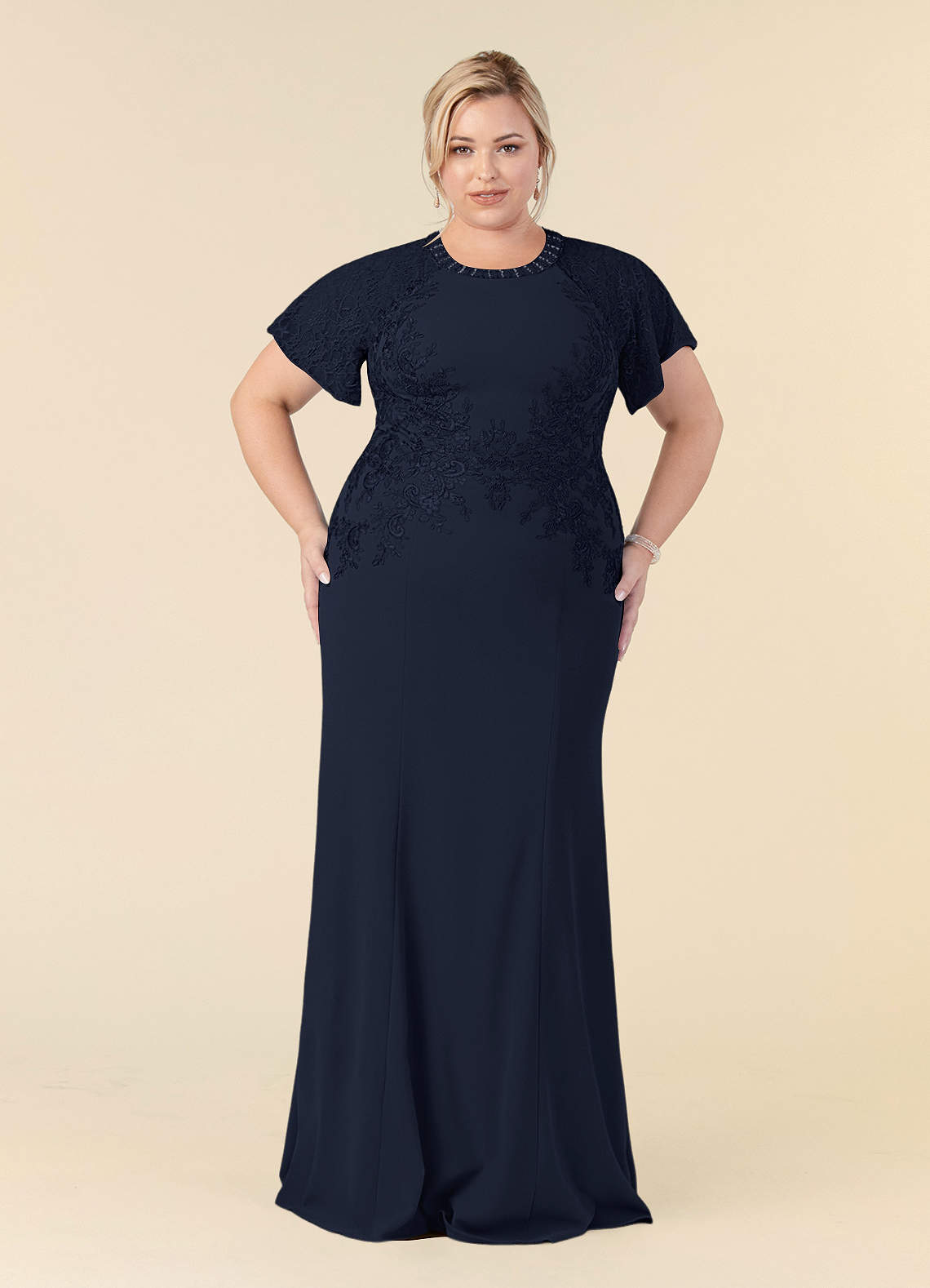 Dark Navy Mermaid Lace Dress