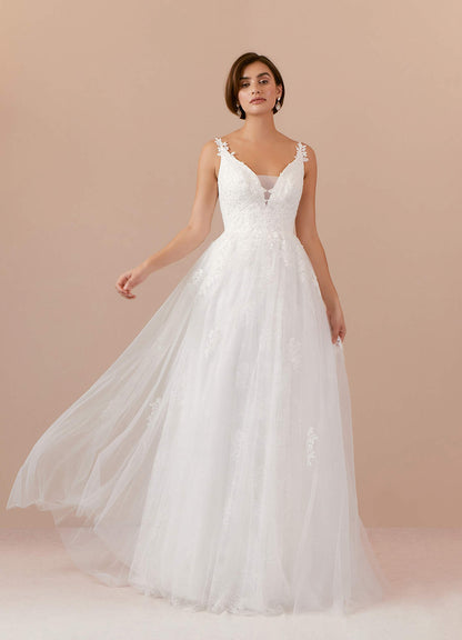 Diamond White A-Line Lace Tulle Dress