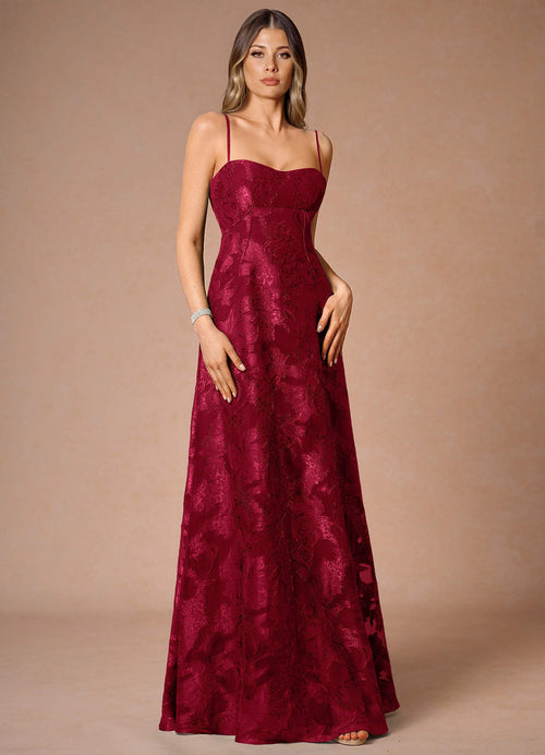 Thalyn Ruby Red Long Prom Dress