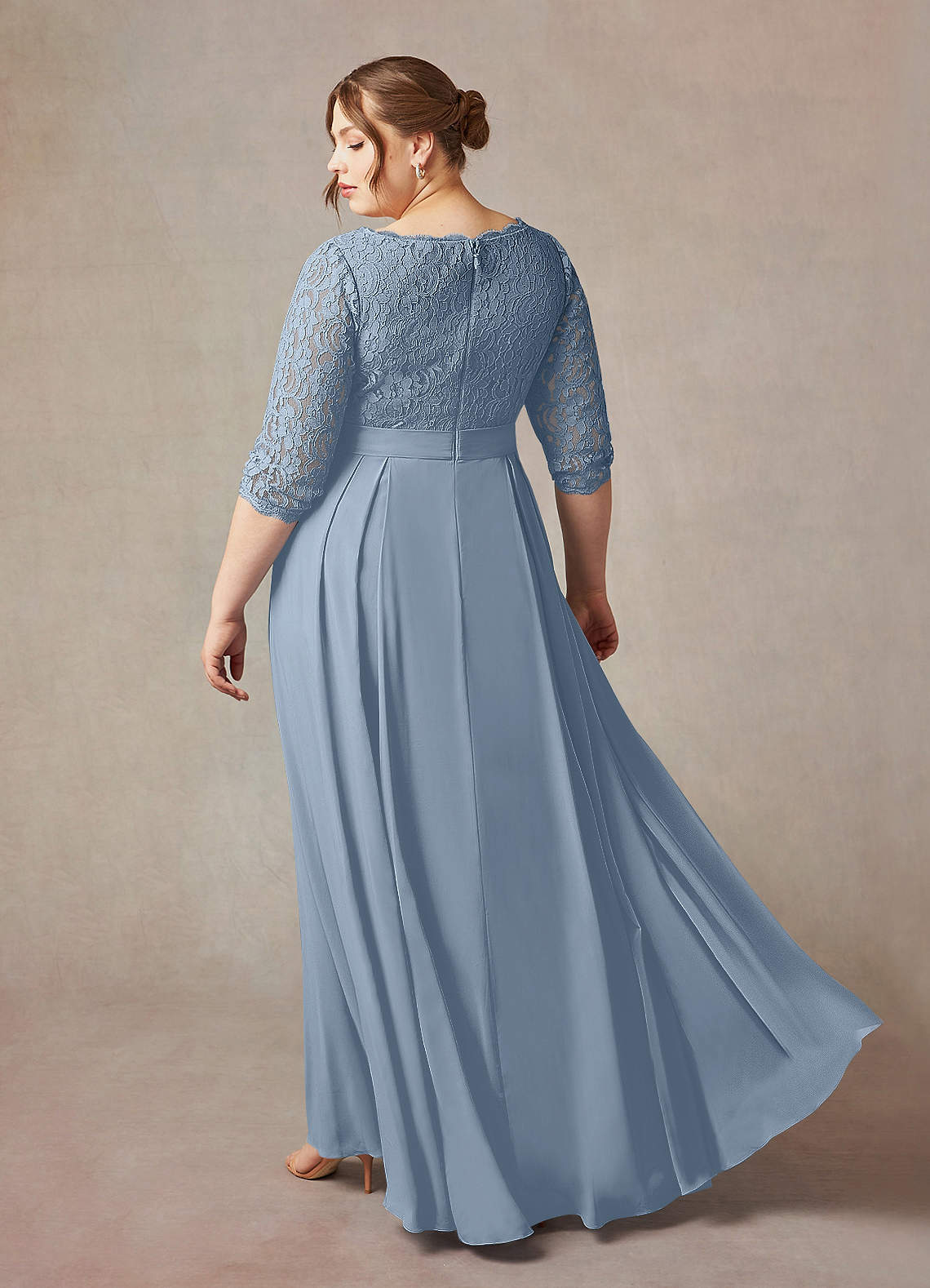 Dusty Blue A-Line Lace Dress