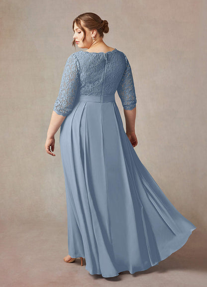 Dusty Blue A-Line Lace Dress