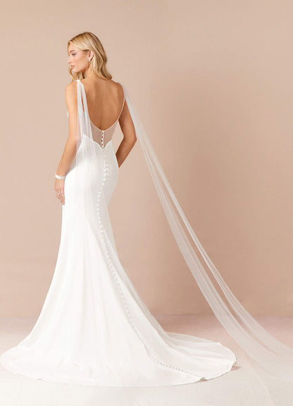 Diamond White Mermaid Stretch Crepe Dress