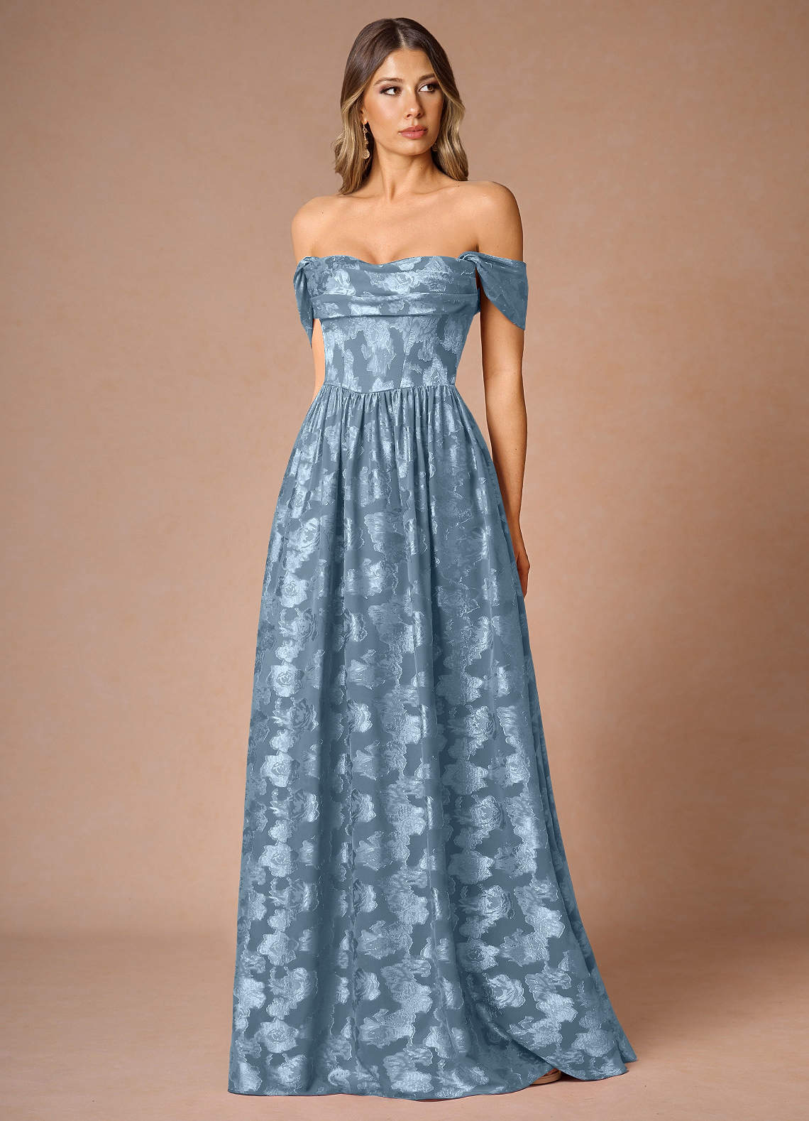 Hazel Dusty Blue Pleated Maxi Dress  Dress
