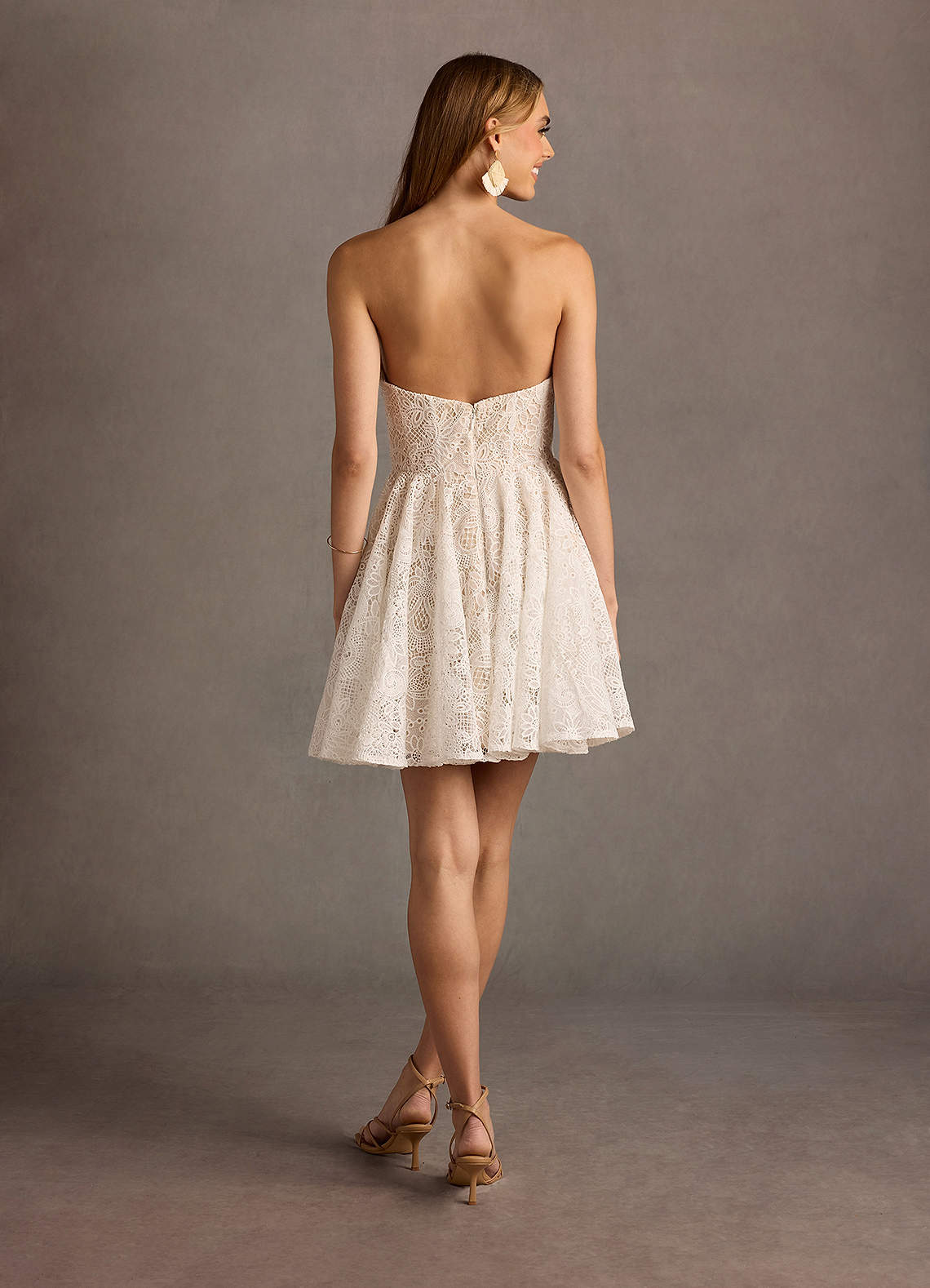 Anyssa White Pleated Mini Dress  Dress