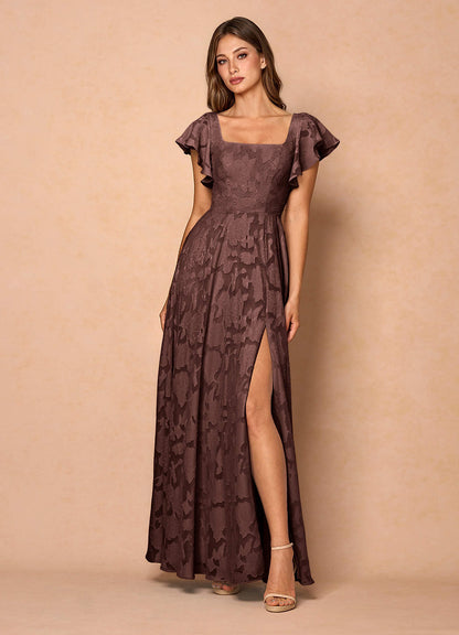 Anna Mocha Coco Ruffled Maxi Dress