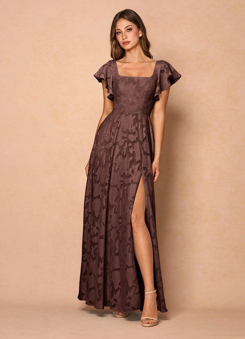 Anna Mocha Coco Ruffled Maxi Dress