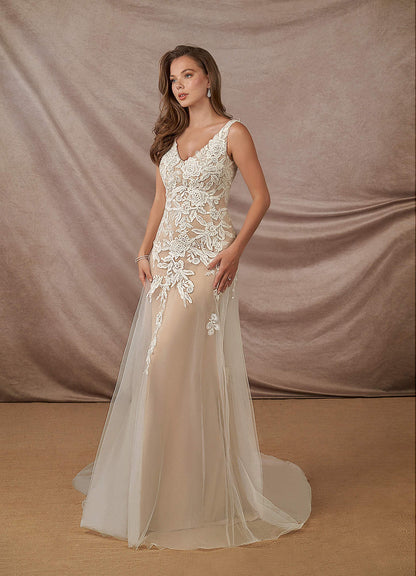 Diamond White Nude Sheath Sequins Tulle Dress