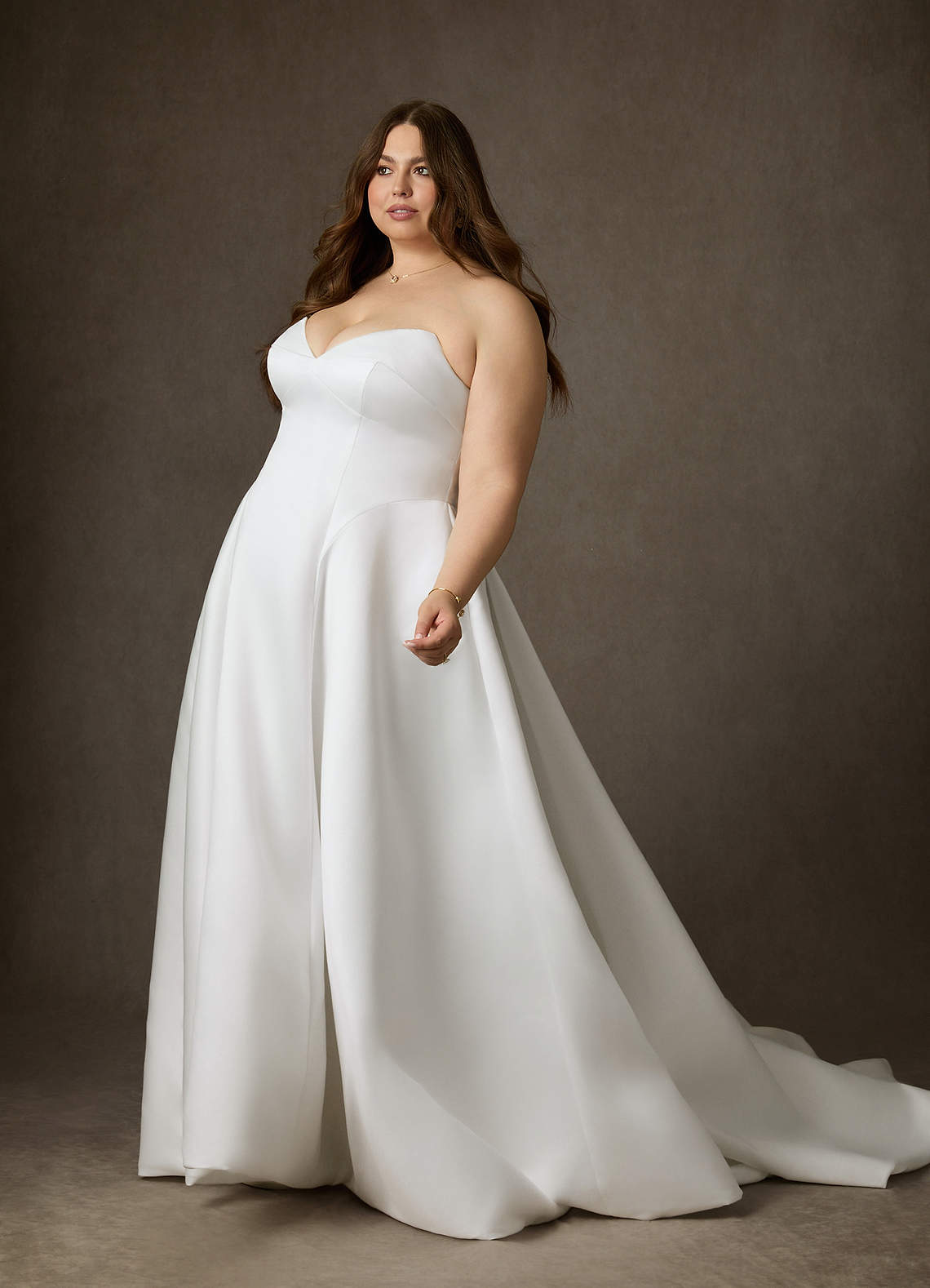 Diamond White A-Line Strapless Satin Dress