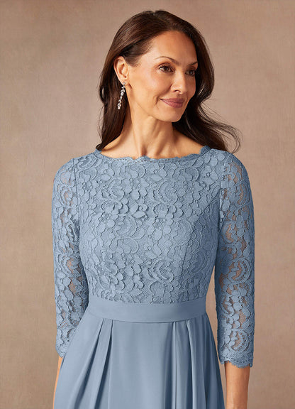 Dusty Blue A-Line Lace Dress