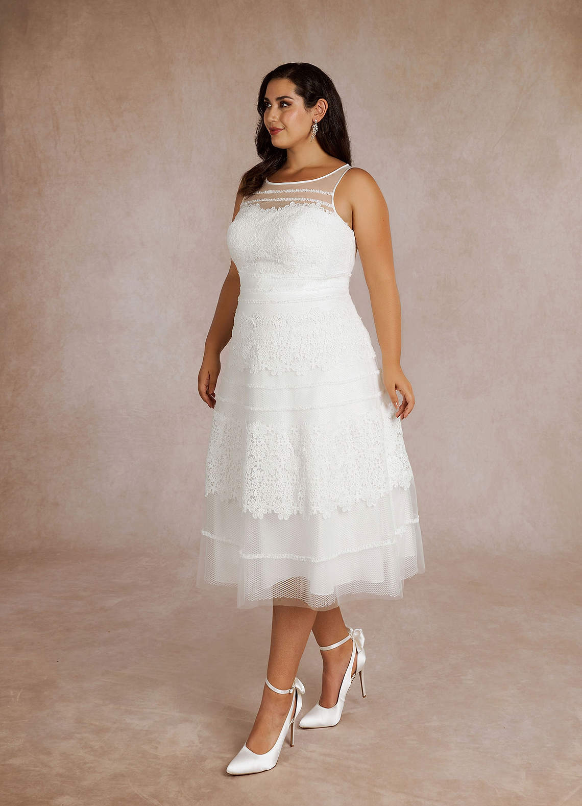 Diamond White A-Line Sweetheart Lace Tulle Dress