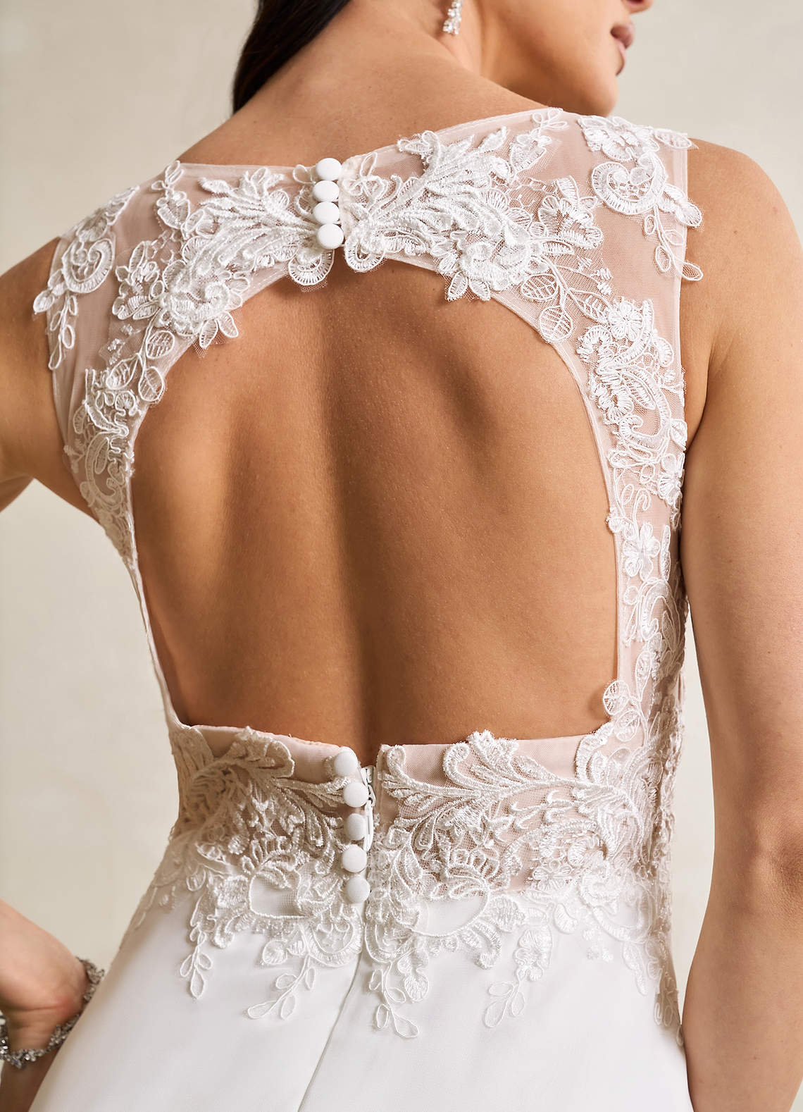 Diamond White Nude A-Line Sequins Chiffon Dress