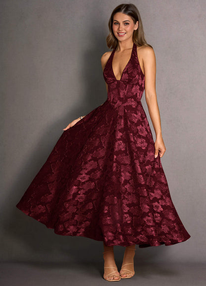 Isabeau Wine Midi Dress  Dress
