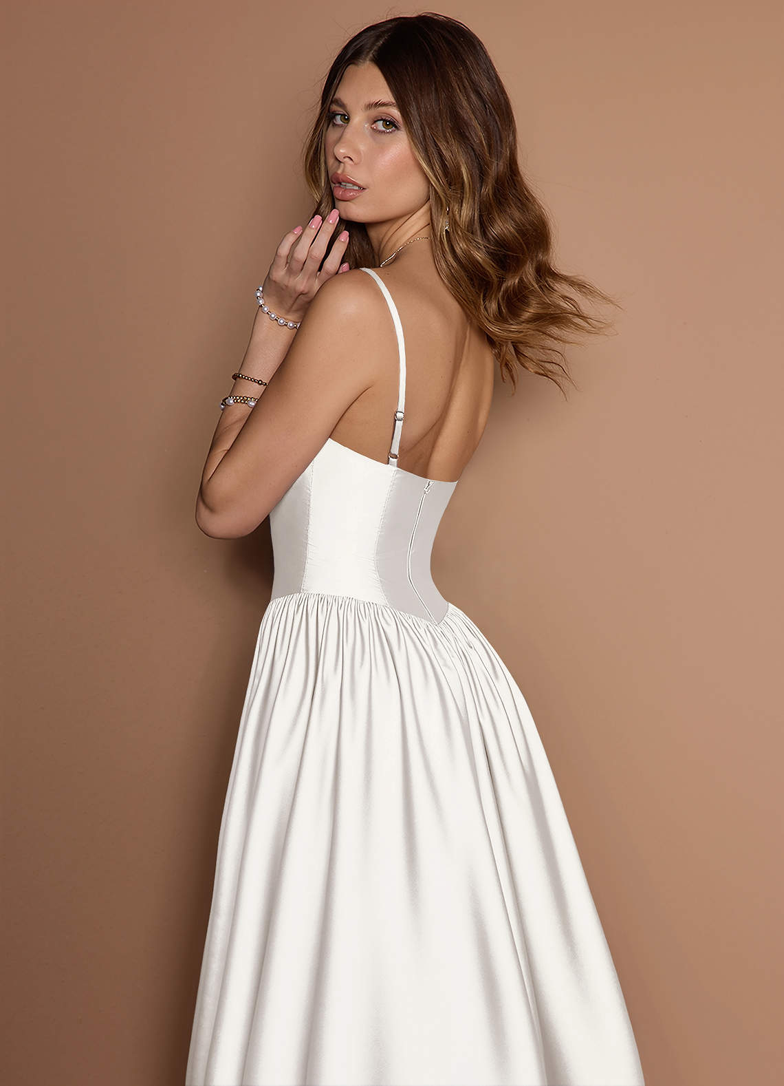 Ottilie White Pleated Midi Dress  Dress