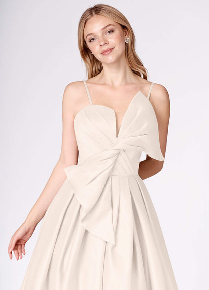 Miebow Cream Strapless Illusion V-Neck Gown  Dress